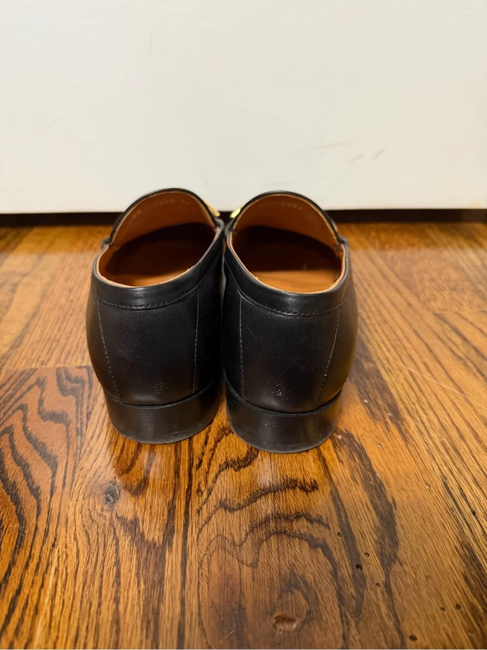 Valentino Black Leather Women’s Loafers with Gold Accent